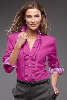 Talbots Peony Ruffled Placket Shirt