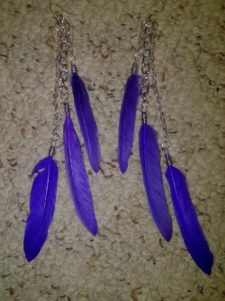 Triple Feather Chain Danlge Earrings in Purple from "K, Turn Around" Jewelry by Kimberly Edwards